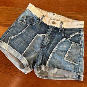 Goldsign Patchwork Denim Shorts - image 1